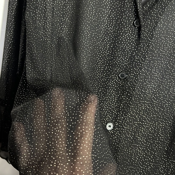 VINTAGE New York City Design Co. Sheer Black Blouse with GOLD dots - Picture 5 of 7